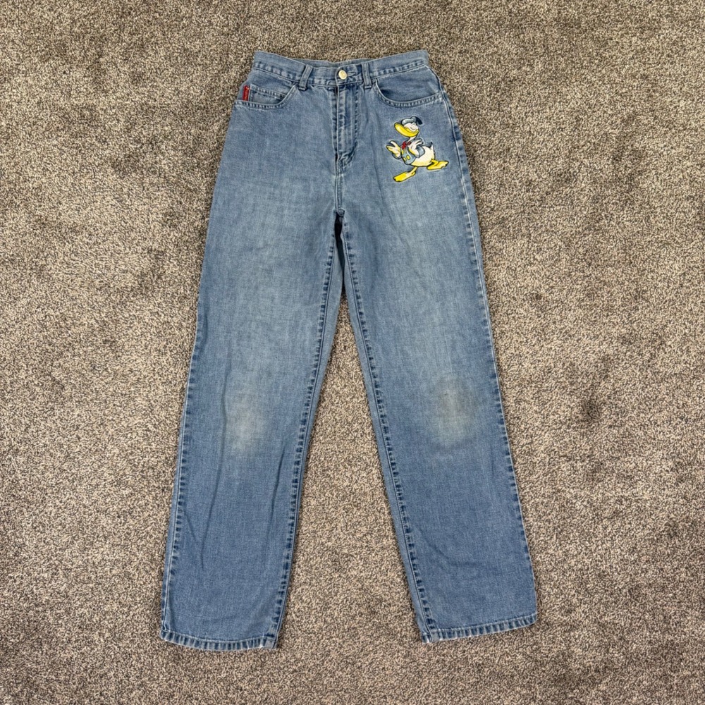 Vintage Mickey & Co Disney Donald Duck High Waisted Light Wash Jeans 25x29